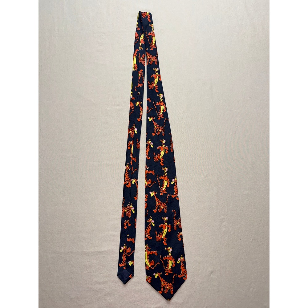 Mens Disney Winnie the Pooh Tigger Tie‎ Navy Cartoon Graphic Silk Style 58"